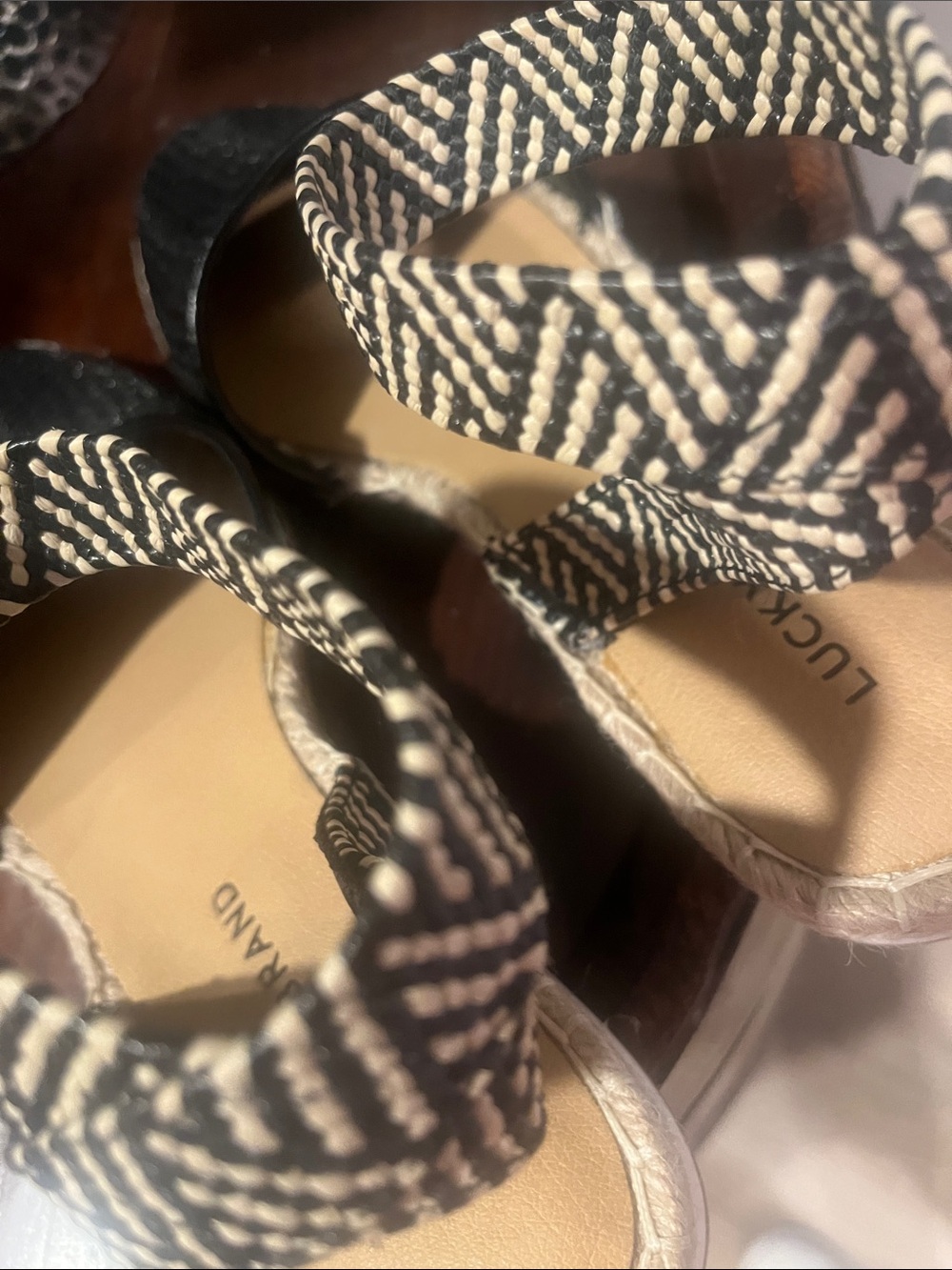 Lucky Brand Black Woven Espadrille Flats with Patterned Ankle Straps - Picture 6 of 10